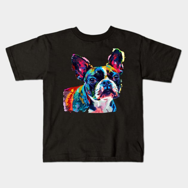 Boston Terrier Colorfull Pop Art Design For Dog Onwer Kids T-Shirt by karishmamakeia